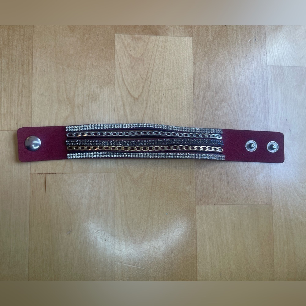 Paparazzi Burgundy Rhinestone Wrap Bracelet - Never Worn - Approx 9” Long